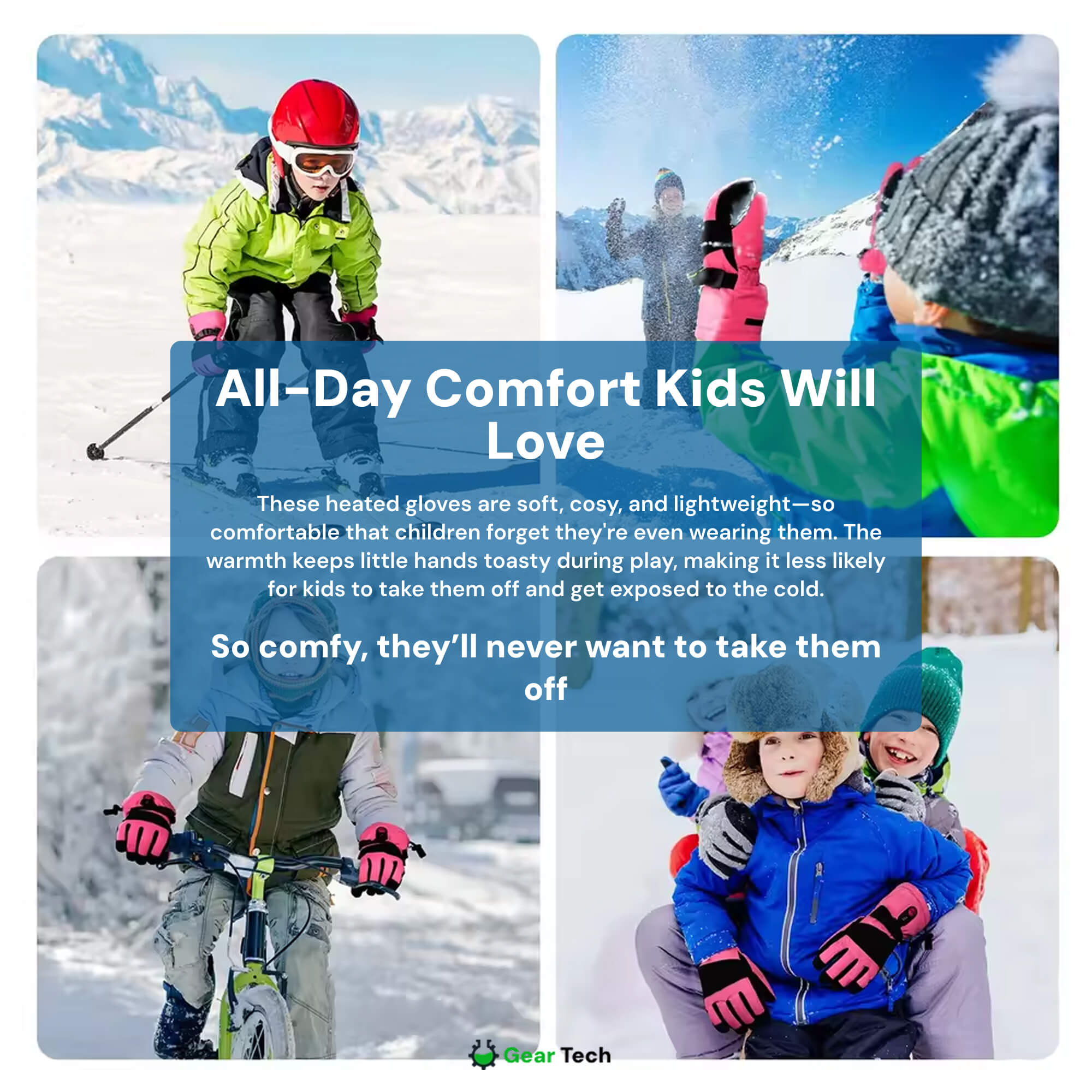 Gants Chauffants Enfant | Gants d’Hiver Imperméables, Coupe-Vent & Rechargeables avec 3 Niveaux de Chaleur