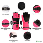Gants Chauffants Enfant | Gants d’Hiver Imperméables, Coupe-Vent & Rechargeables avec 3 Niveaux de Chaleur