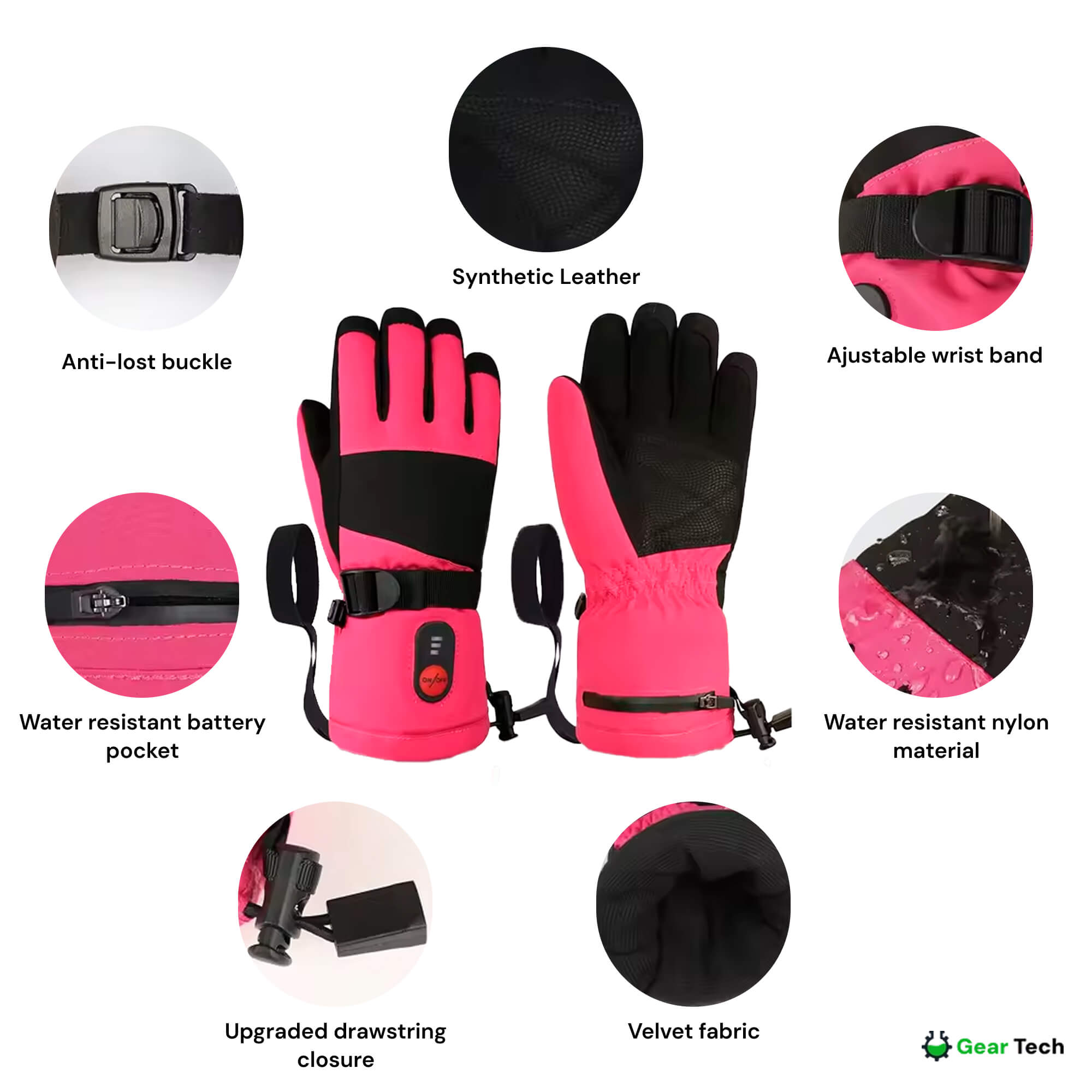Gants Chauffants Enfant | Gants d’Hiver Imperméables, Coupe-Vent & Rechargeables avec 3 Niveaux de Chaleur