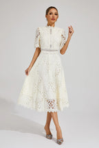 Lace Midi Dress With Sleeves