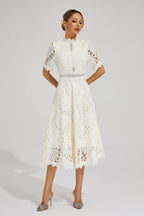 Lace Midi Dress With Sleeves