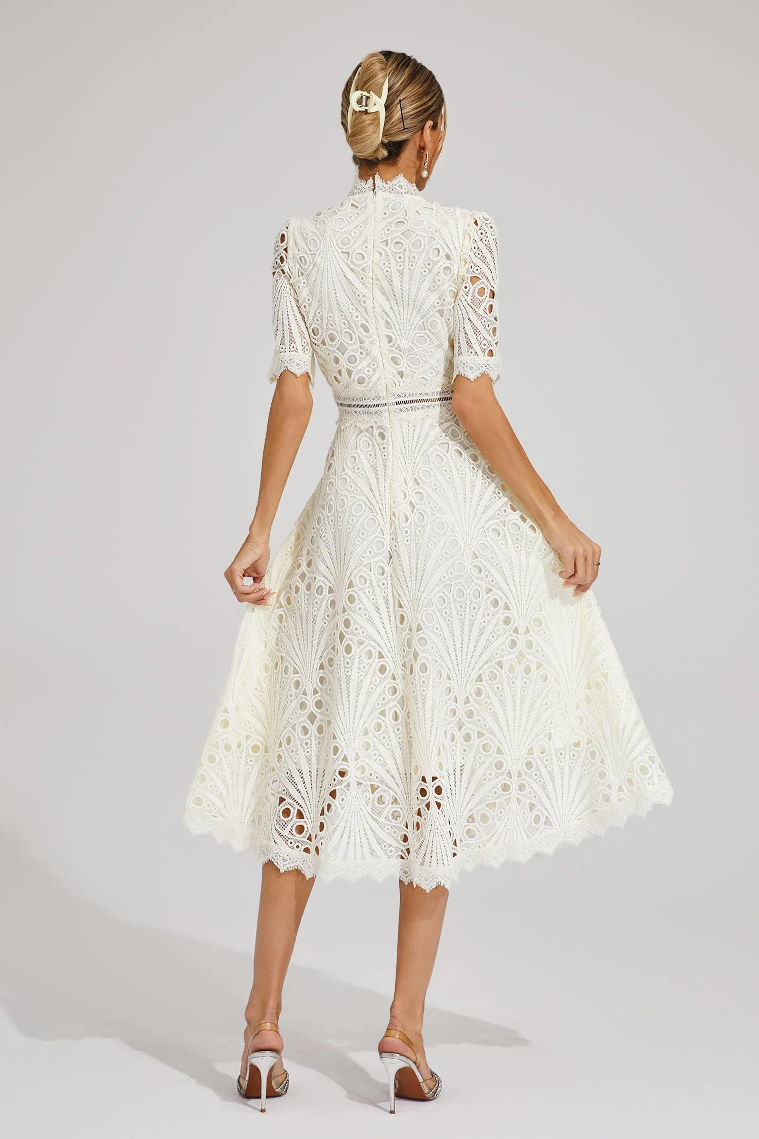 Lace Midi Dress With Sleeves