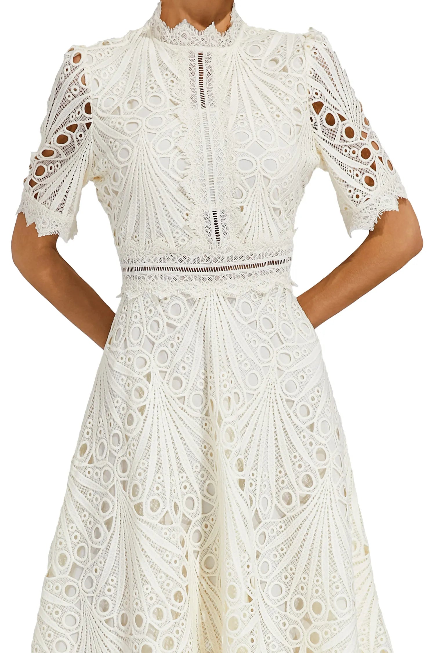 Lace Midi Dress With Sleeves