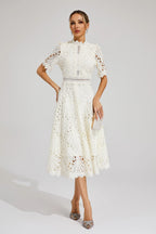 Lace Midi Dress With Sleeves