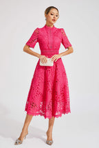 Lace Midi Dress With Sleeves