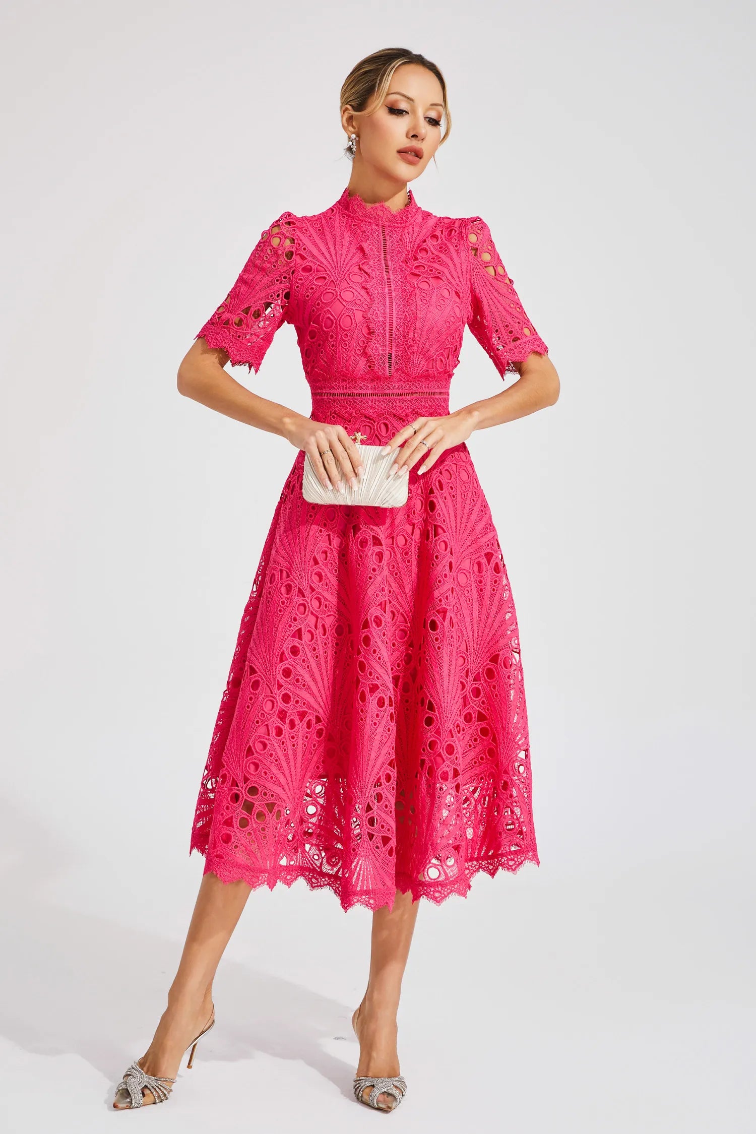 Lace Midi Dress With Sleeves
