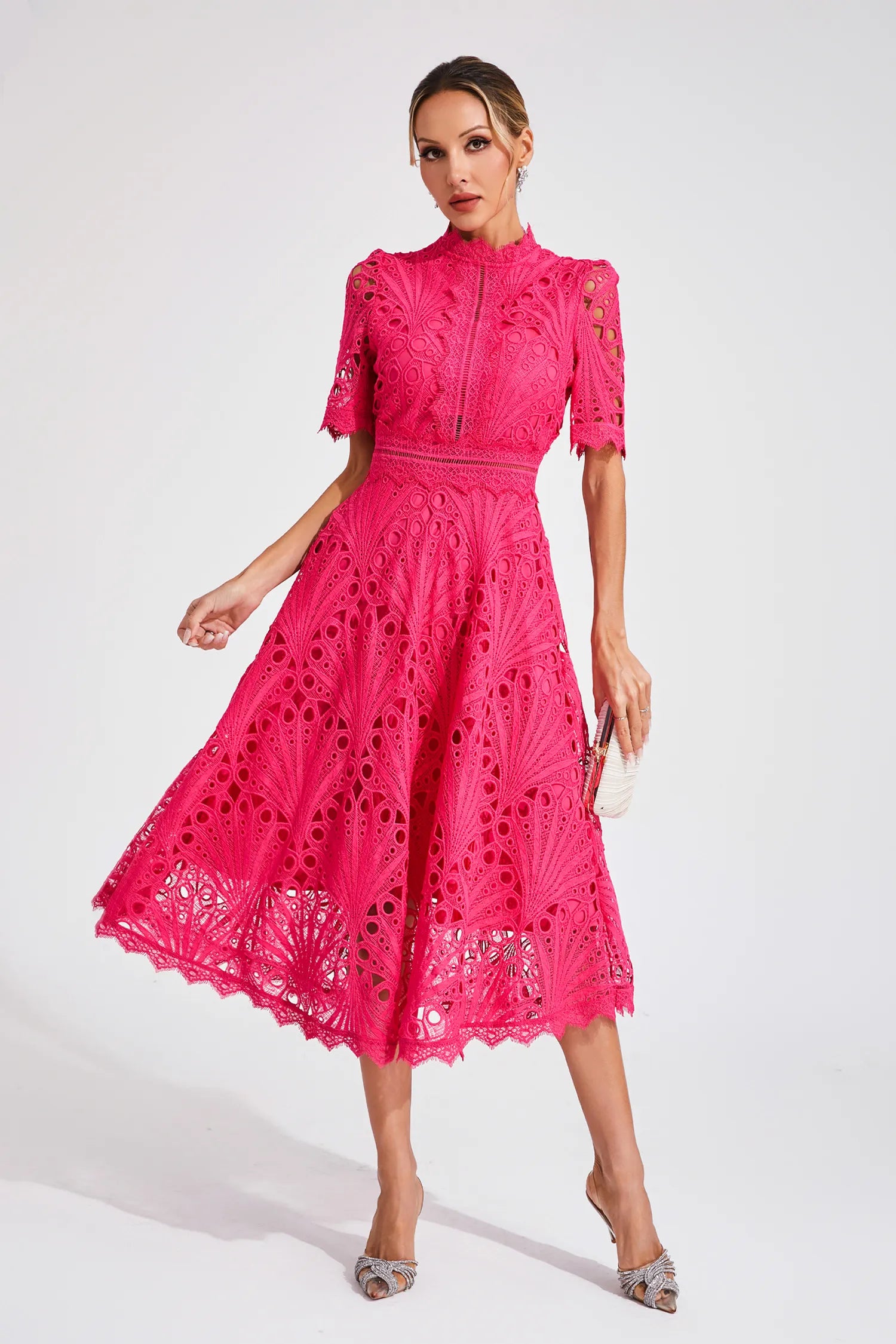 Lace Midi Dress With Sleeves