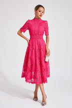 Lace Midi Dress With Sleeves