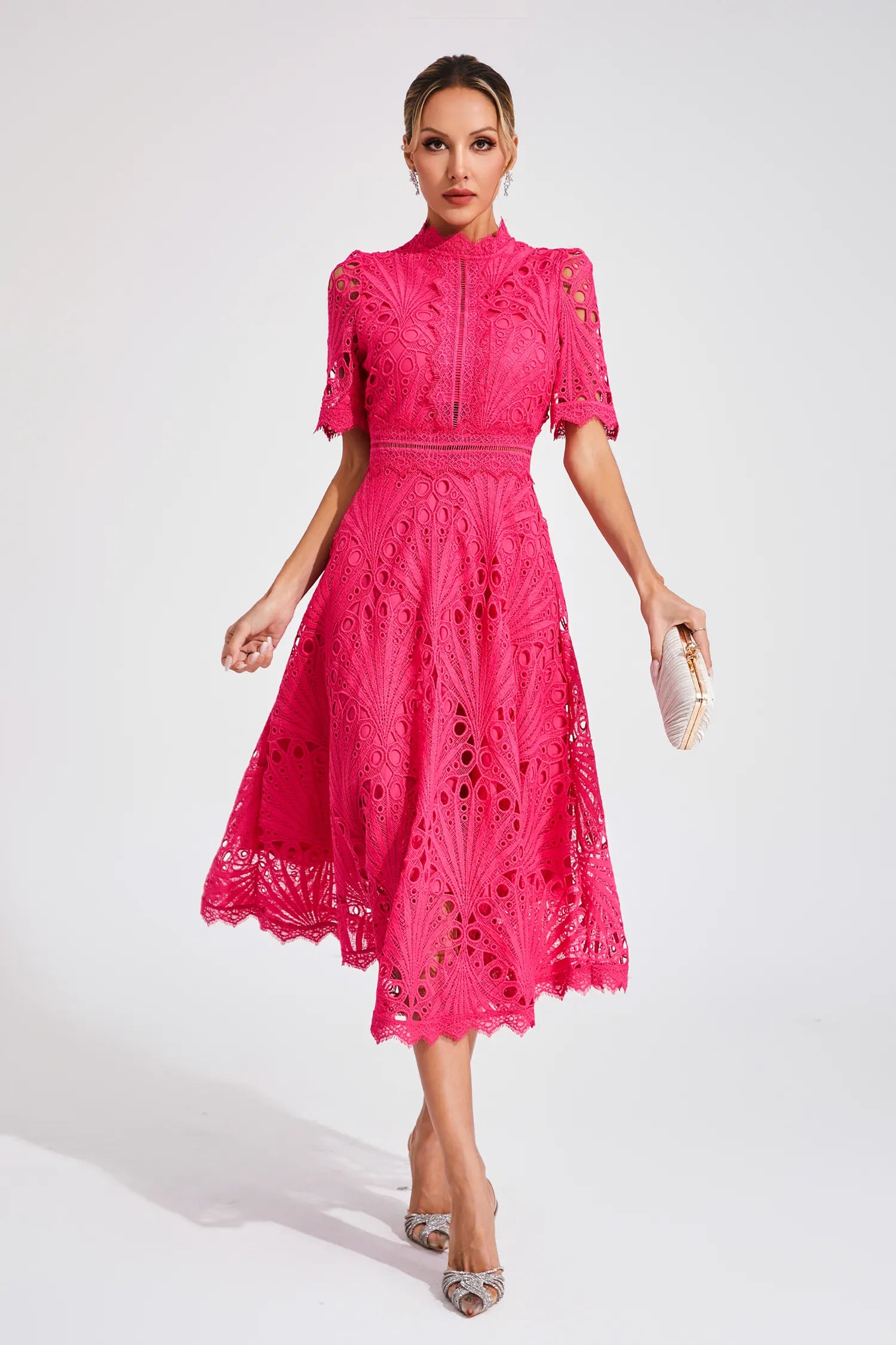 Lace Midi Dress With Sleeves