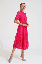 Lace Midi Dress With Sleeves