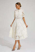 Lace Midi Dress With Sleeves