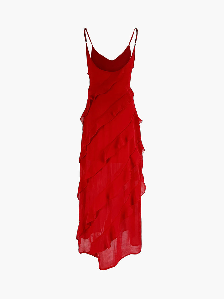 Women's Flattering Ruffled Long Dress | Versatile Cotton-Polyester Blend for Day to Evening Wear