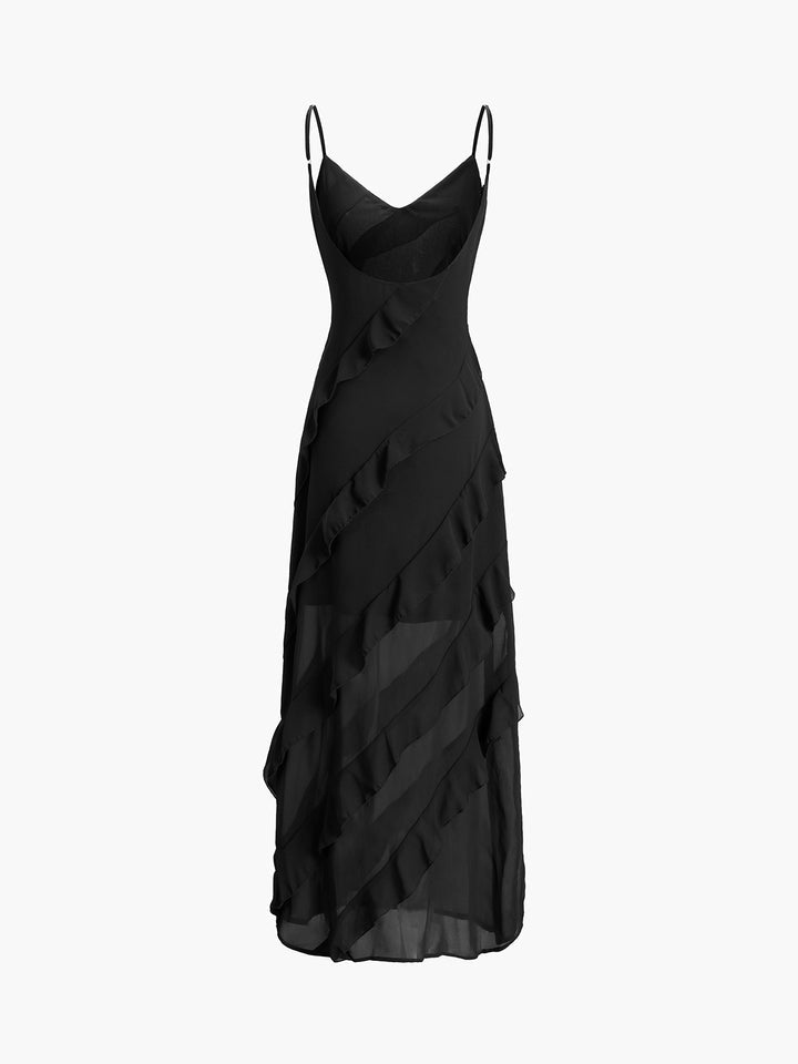 Women's Flattering Ruffled Long Dress | Versatile Cotton-Polyester Blend for Day to Evening Wear