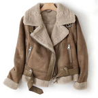 Women's Leather Jacket | Belted Hem, Zipper Closure & Stylish Outerwear for Transitional Weather