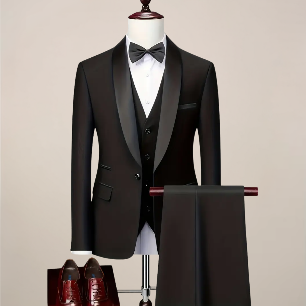 Men’s Slim Fit Three-Piece Tuxedo Formal Suit