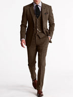 Men’s Three-Piece Tweed Tuxedo - Classic Tailored Suit Set