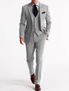 Men’s Three-Piece Tweed Tuxedo - Classic Tailored Suit Set