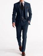 Men’s Three-Piece Tweed Tuxedo - Classic Tailored Suit Set