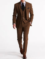 Men’s Three-Piece Tweed Tuxedo - Classic Tailored Suit Set