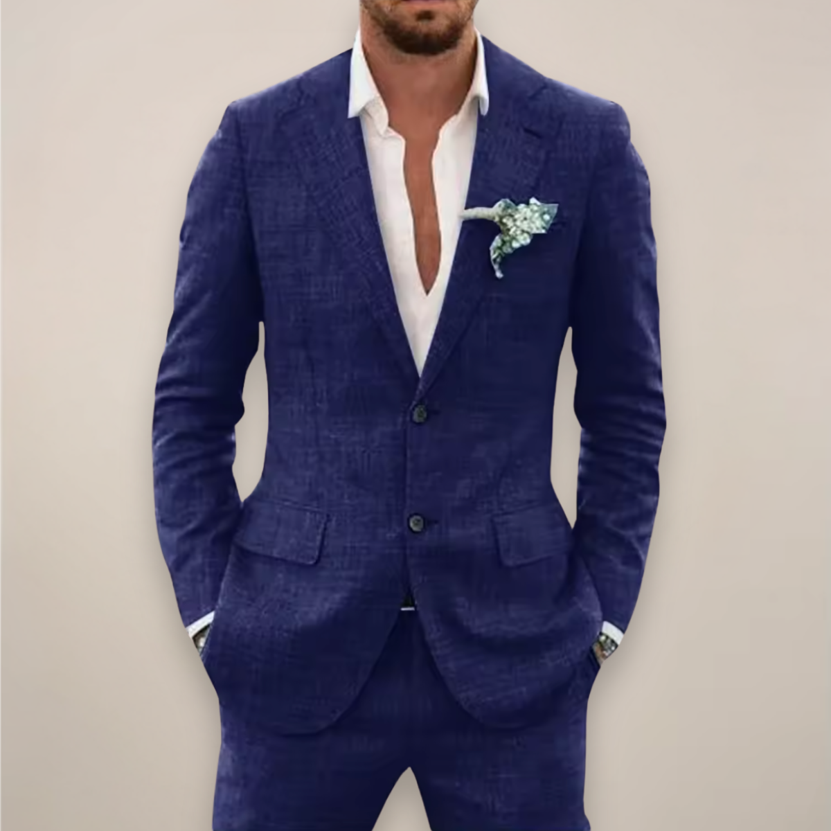 Men's Two-Piece Linen Suit - Single Breasted