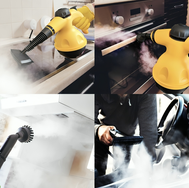 Dampfreiniger Steam Cleaner – Chemiefreie Tiefenreinigung mit 3 Bar Druck & 8 Aufsätzen für Haushalt