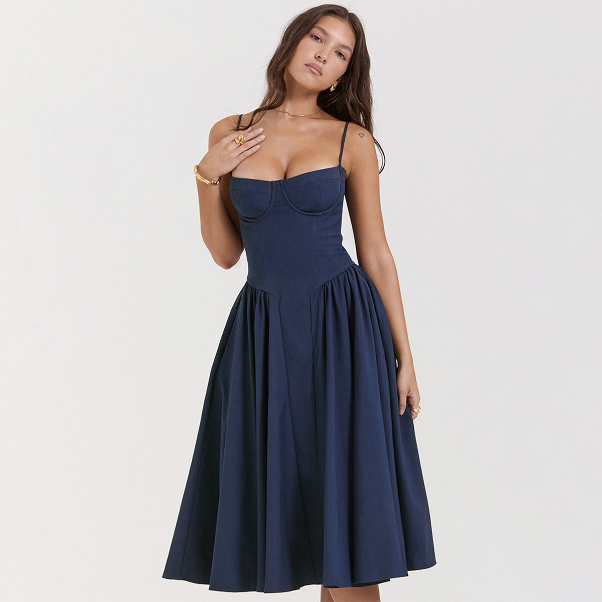 Midi Corset Dress | Adjustable Straps, Fitted Bodice & Flattering Fit for Casual to Formal Occasions