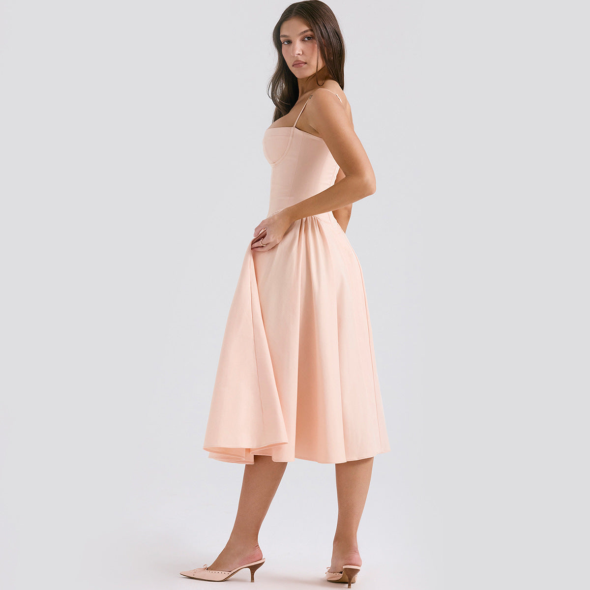 Midi Corset Dress | Adjustable Straps, Fitted Bodice & Flattering Fit for Casual to Formal Occasions
