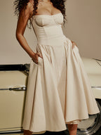 Midi Corset Dress | Adjustable Straps, Fitted Bodice & Flattering Fit for Casual to Formal Occasions