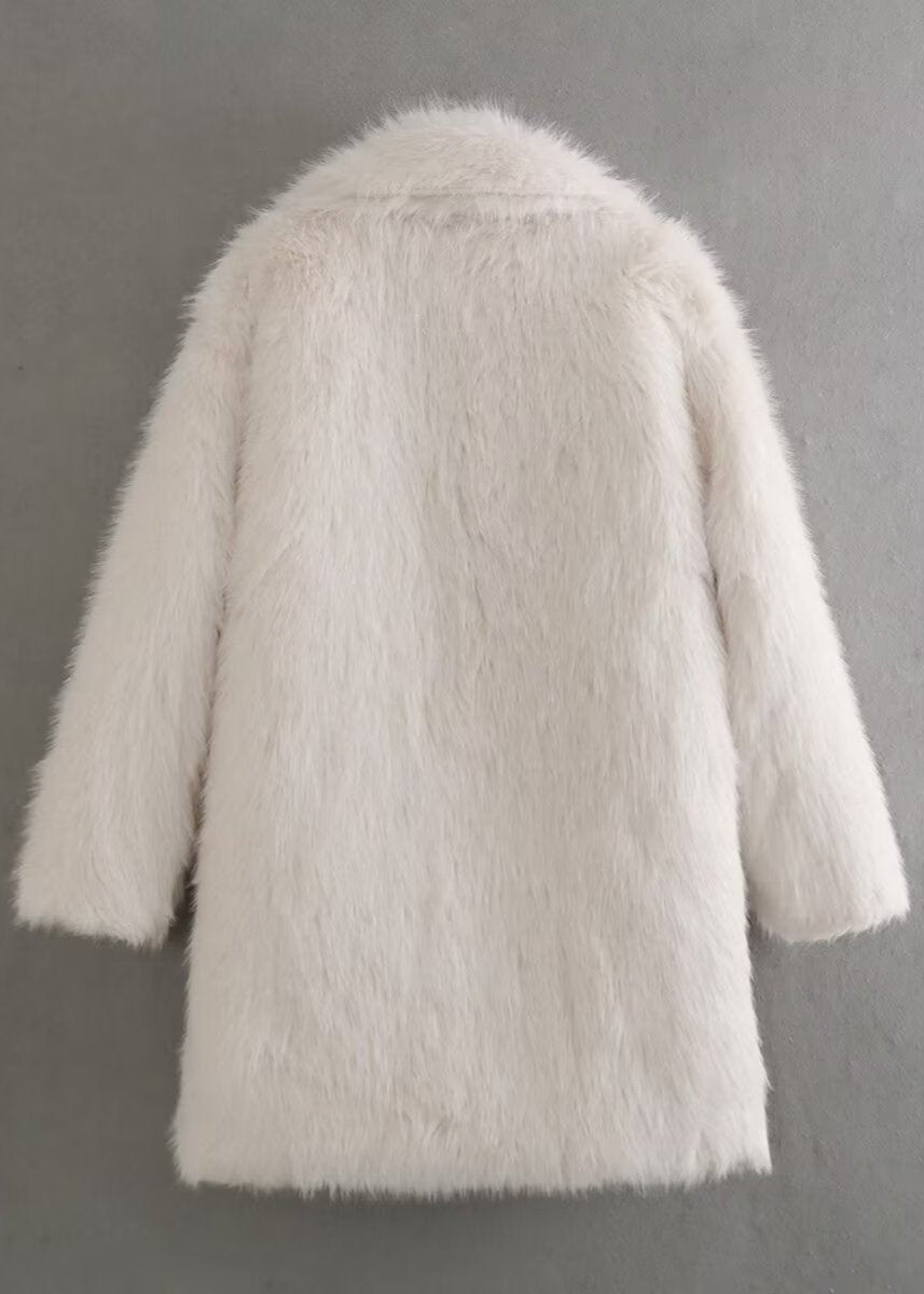 Women’s Off-White Faux-Fur Coat | Soft, Warm & Lightweight Winter Jacket for Daily Wear and Special Occasions