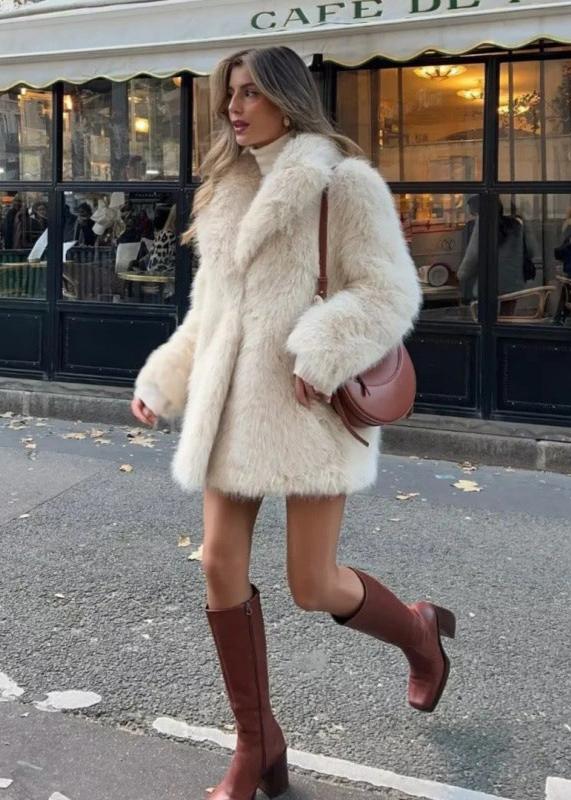 Women’s Off-White Faux-Fur Coat | Soft, Warm & Lightweight Winter Jacket for Daily Wear and Special Occasions