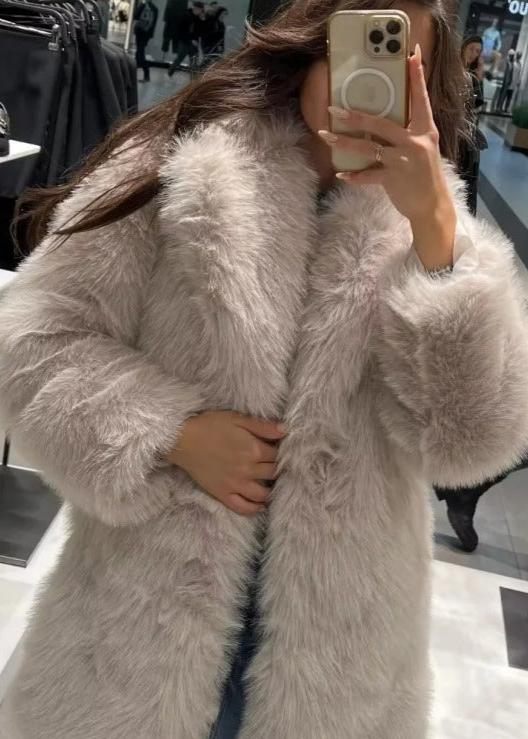 Women’s Off-White Faux-Fur Coat | Soft, Warm & Lightweight Winter Jacket for Daily Wear and Special Occasions