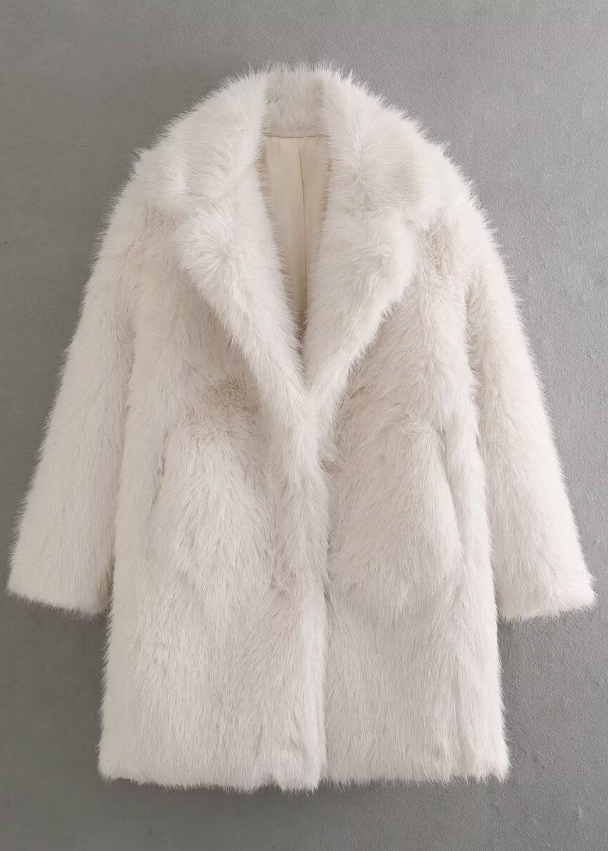 Women’s Off-White Faux-Fur Coat | Soft, Warm & Lightweight Winter Jacket for Daily Wear and Special Occasions