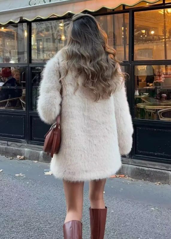 Women’s Off-White Faux-Fur Coat | Soft, Warm & Lightweight Winter Jacket for Daily Wear and Special Occasions