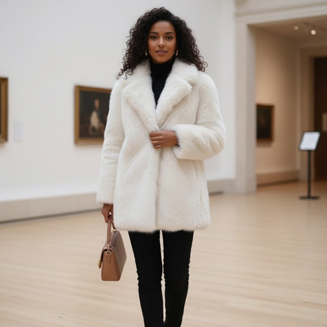 Women’s Off-White Faux-Fur Coat | Soft, Warm & Lightweight Winter Jacket for Daily Wear and Special Occasions