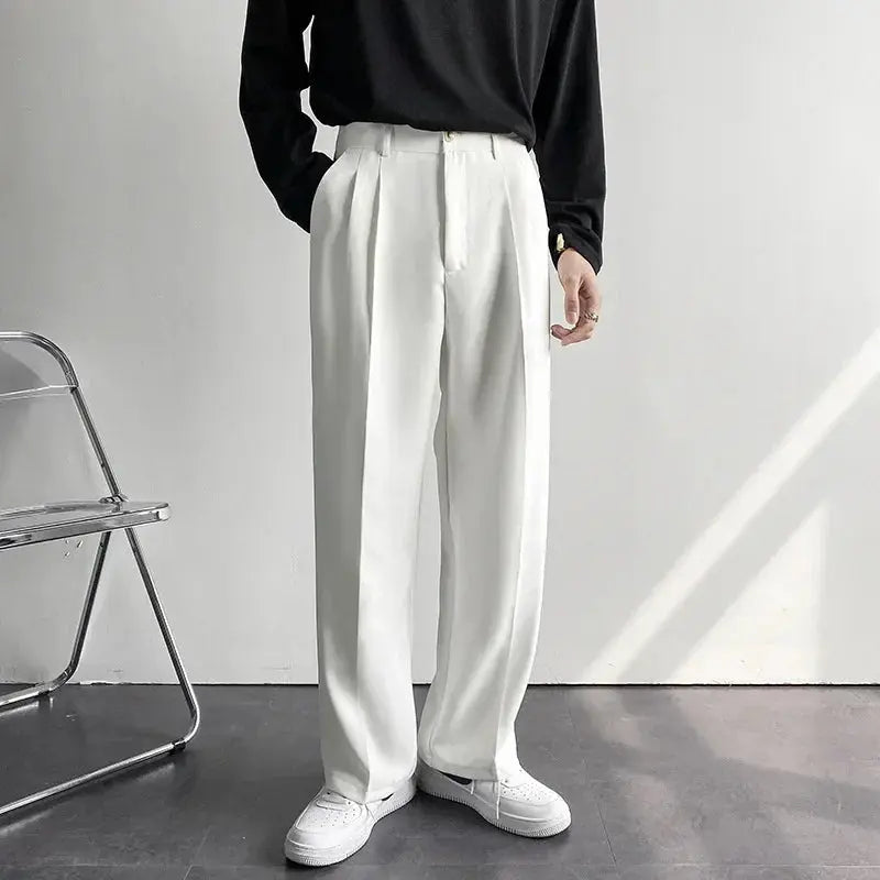 Wide Leg Suit Trousers Men - Relaxed Fit