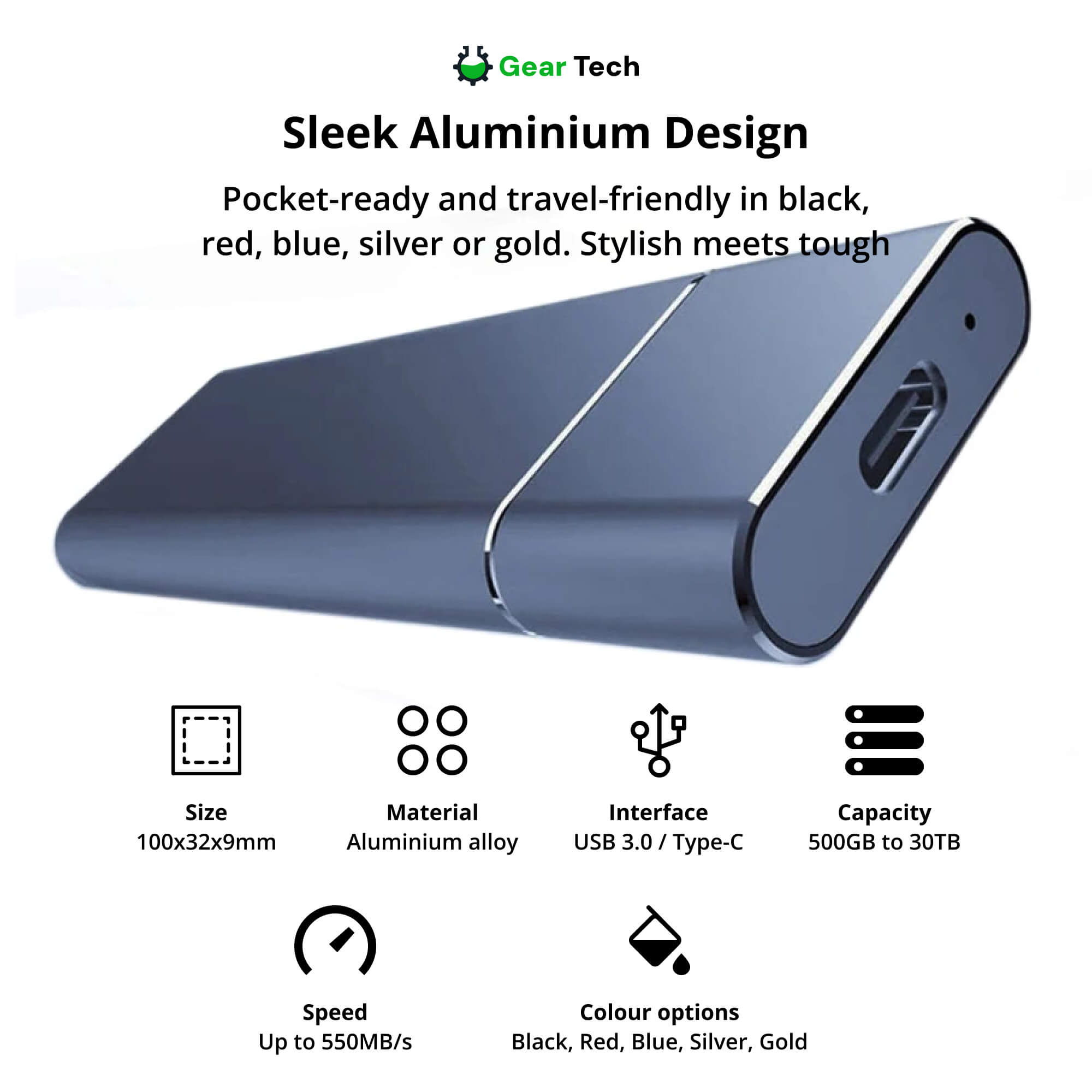 SSD Portatile 5TB – Hard Disk Esterno ad Alta Capacità con Velocità di Trasferimento Ultra Rapide