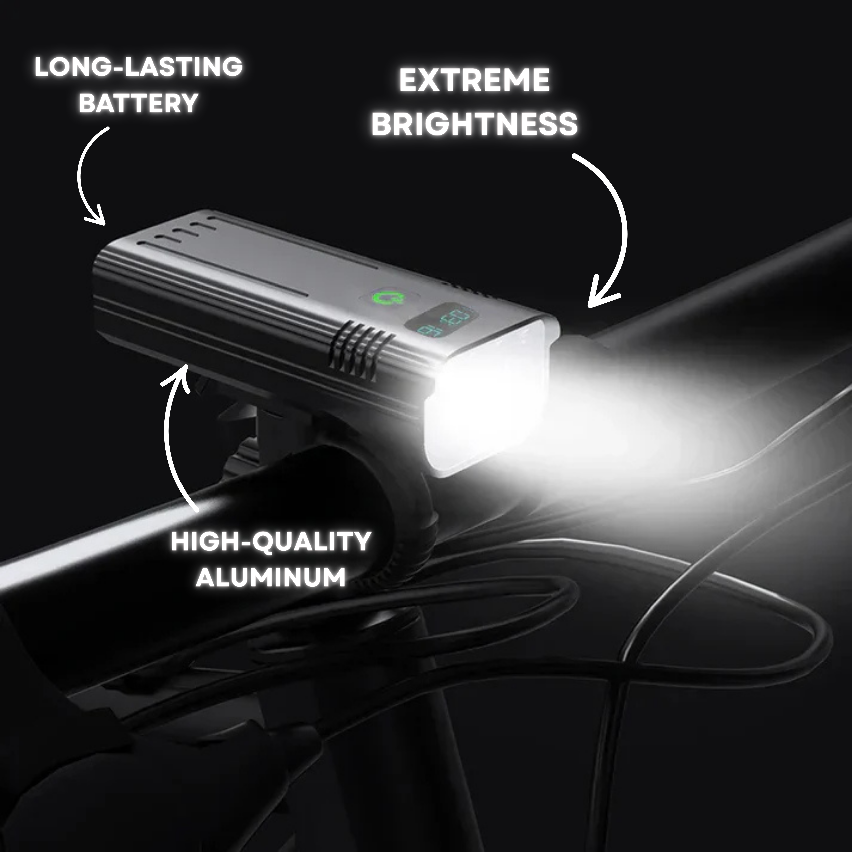 Fahrradlampe LED vorne – 5000 Lumen Fahrradstrahler mit 12 LEDs & USB-C Akku 10000mAh