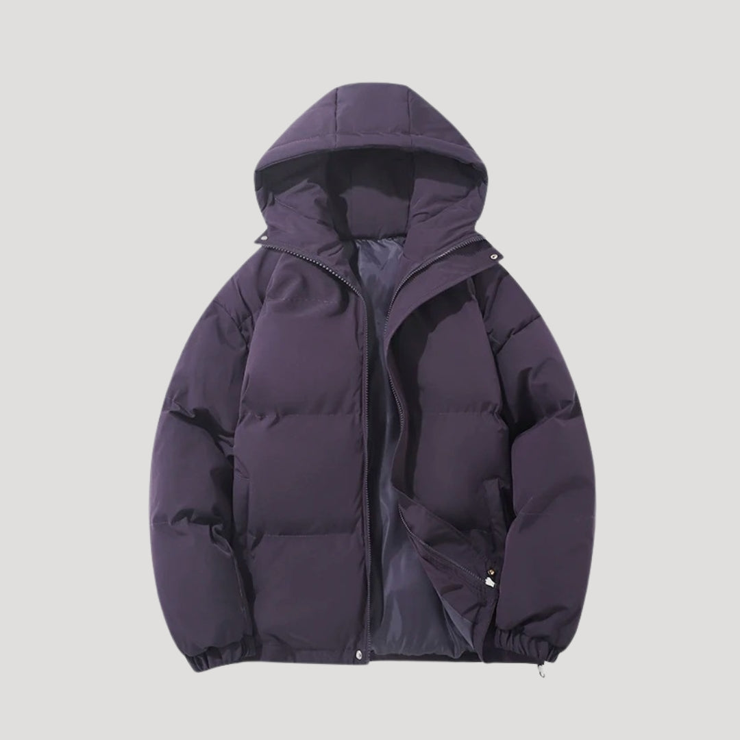 Puffer Jacket - Insulated Hood And Wind Resistant Warmth