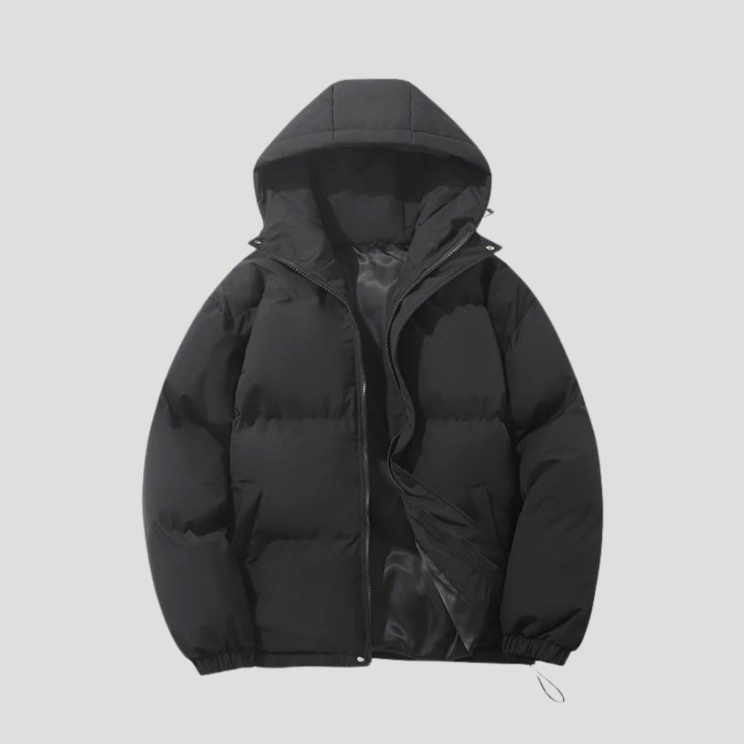 Puffer Jacket - Insulated Hood And Wind Resistant Warmth