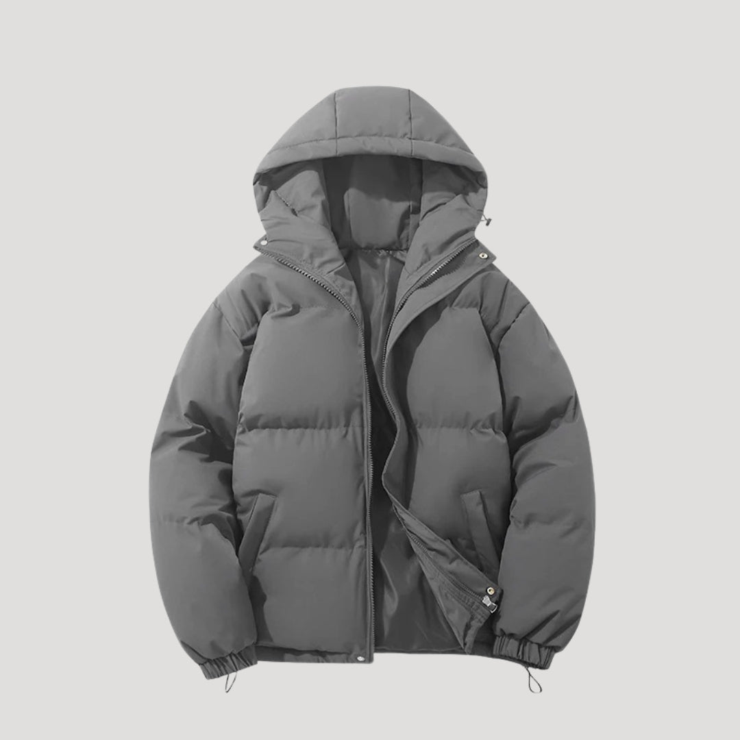 Puffer Jacket - Insulated Hood And Wind Resistant Warmth