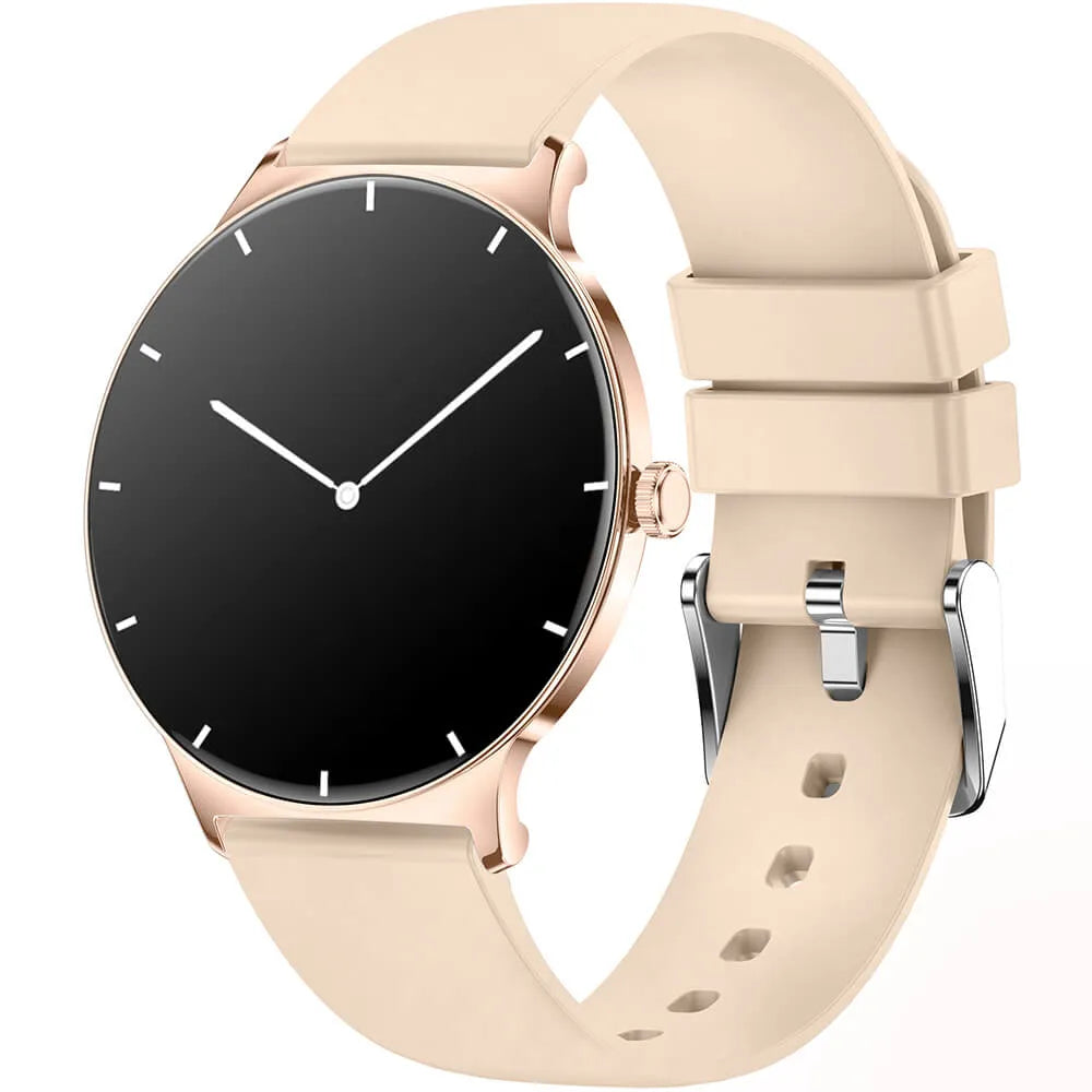 Kleine Slim Smartwatch Damen mit flachem Design, Fitnessfunktionen und Hybridstil für Herren