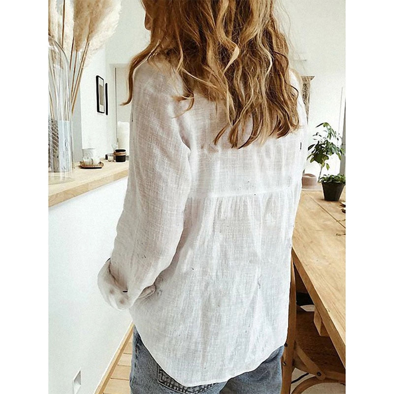 Women's Linen Dress Shirt | Lightweight, Breathable Fabric & Versatile for Casual or Professional Wear