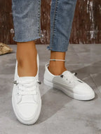 Women's Lace-Up Flat Sneakers | Casual Round Toe Design for Everyday Wear and Comfort