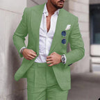 Men's Linen Wedding Suit 2-Piece Set | Single Breasted, Breathable Fabric & Tailored Fit