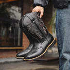Men’s Mid-Calf Cowboy Boots | Embroidered, Durable Square Toe Design for Everyday Wear and Riding