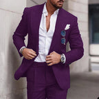 Men's Linen Wedding Suit 2-Piece Set | Single Breasted, Breathable Fabric & Tailored Fit