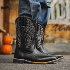 Men’s Mid-Calf Cowboy Boots | Embroidered, Durable Square Toe Design for Everyday Wear and Riding