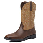 Men’s Mid-Calf Cowboy Boots | Embroidered, Durable Square Toe Design for Everyday Wear and Riding