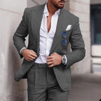 Men's Linen Wedding Suit 2-Piece Set | Single Breasted, Breathable Fabric & Tailored Fit