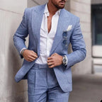 Men's Linen Wedding Suit 2-Piece Set | Single Breasted, Breathable Fabric & Tailored Fit